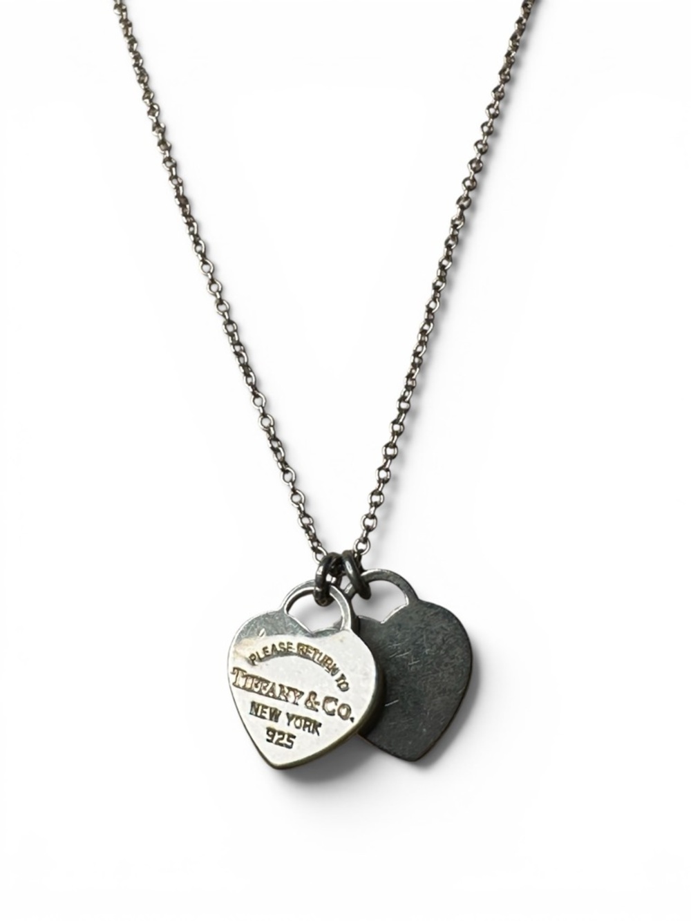 Tiffany & Co Return to Tiffany Double Heart Tag Necklace Sterling Silver 925